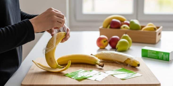 SoonNight - Bananes : enveloppez la tige avec du film alimentaire pour gagner 2 à 3 jours de fraîcheur