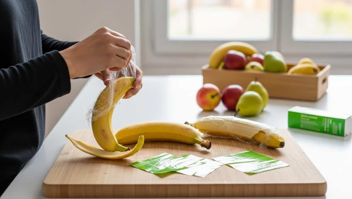 Bananes Enveloppez La Tige Avec Du Film Alimentaire Pour Gagner 2 3 