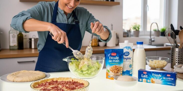 SoonNight - Quiche lorraine sans œufs : la fécule lie votre migaine en 3 minutes avec ce ratio simple