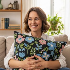 SoonNight - IKEA lance un coussin brodé floral à 19,99 € pour donner un style vintage à votre salon ce printemps