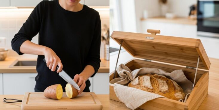 SoonNight - Une demi-pomme de terre dans votre boîte à pain prolonge sa fraîcheur jusqu'à 7 jours