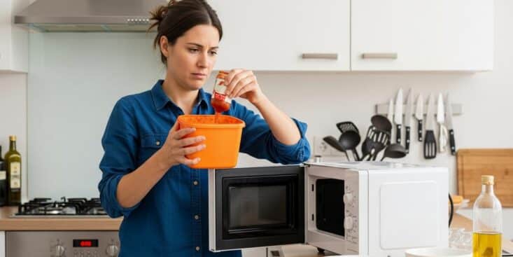 SoonNight - Vos boîtes en plastique restent oranges : l'erreur au micro-ondes qui fixe les taches de tomate