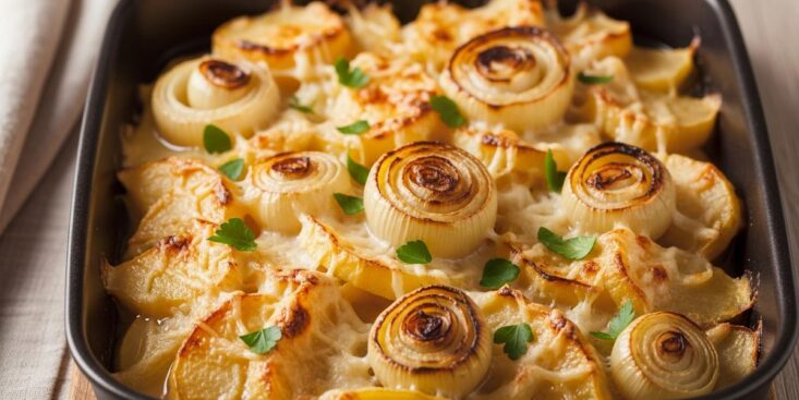 SoonNight - Ce gratin pommes de terre, oignons et bouillon remplace le dauphinois sans crème en 1h15