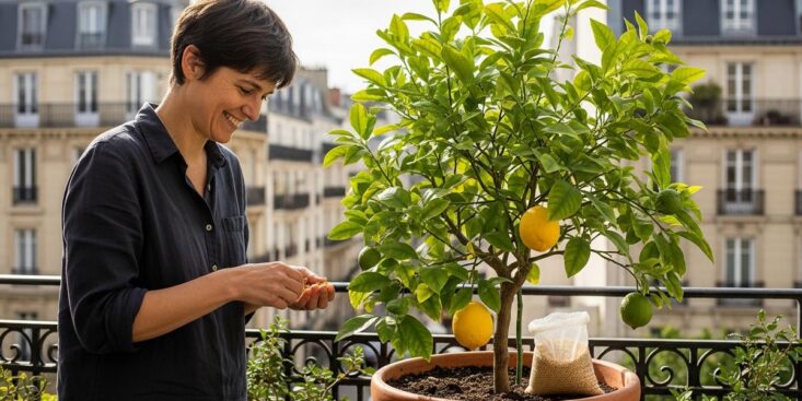 SoonNight - Citronnier en pot : enfouissez des graines de tournesol dans la terre pour renforcer votre arbre