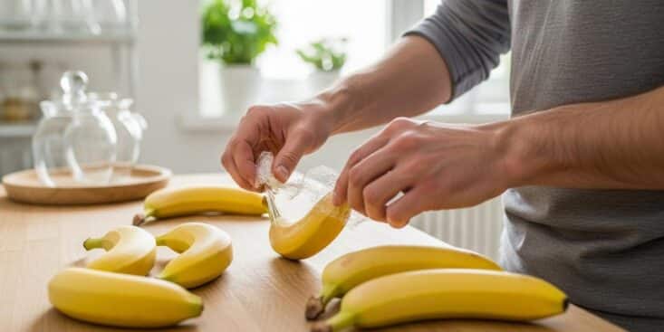 SoonNight - Bananes : envelopper la tige avec du film alimentaire vous fait gagner 2 à 3 jours de fraîcheur