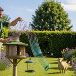 SoonNight - Un Slinky sur votre poteau empêche les écureuils de vider la mangeoire à oiseaux