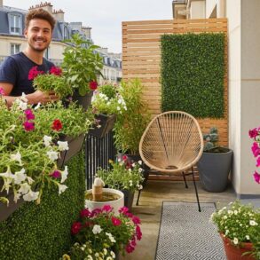 SoonNight - Balcon en béton exposé aux voisins : cette astuce mur végétal et clôture crée un cocon intime en 3 jours pour 1 400 €