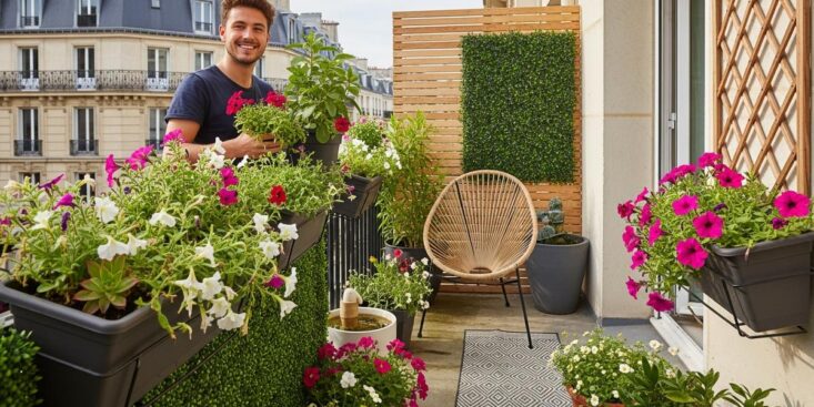 SoonNight - Balcon en béton exposé aux voisins : cette astuce mur végétal et clôture crée un cocon intime en 3 jours pour 1 400 €