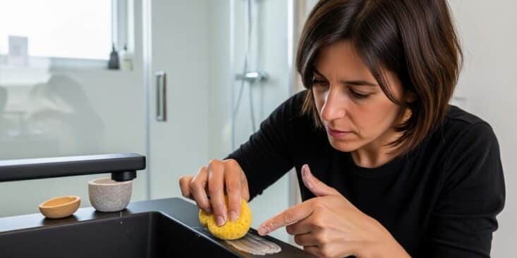 SoonNight - Joint de douche noirci : la méthode pierre d'argile et papier de verre de l'experte Pía Nieto le blanchit en minutes