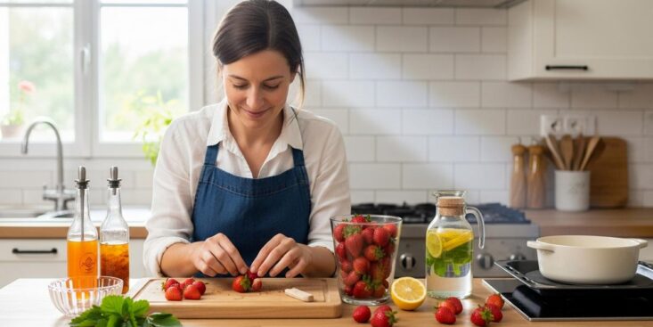 SoonNight - Queues de fraises : arrêtez de les jeter, voici comment les utiliser en cuisine pour vos sirops et infusions