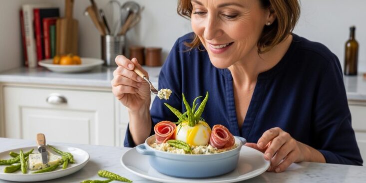 SoonNight - Œufs crémeux aux asperges vertes et gorgonzola : la recette facile pour votre entrée de printemps