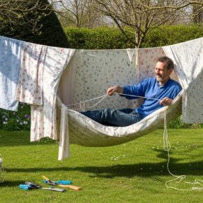 SoonNight - Cette astuce transforme vos vieux draps en hamac tendance sans la moindre couture