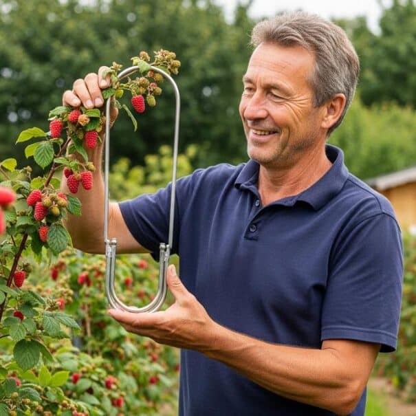 Conseil de jardiniers : ce cintre en métal tordu en U protège vos framboisiers des pluies de mai sans abîmer les tiges