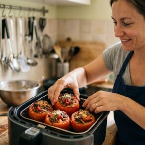 Soonnight - Je prépare mes tomates farcies à l'air fryer en 20 minutes et elles surpassent celles du four