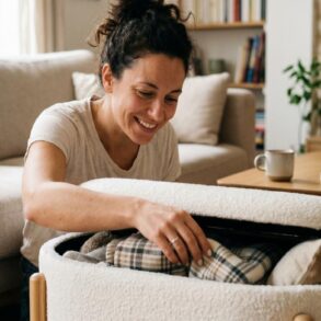 Soonnight - Ce pouf Action à 16,95 euros règle en silence le problème de rangement que tout le monde a dans son salon