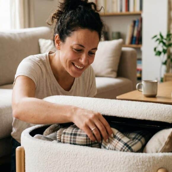 Soonnight - Ce pouf Action à 16,95 euros règle en silence le problème de rangement que tout le monde a dans son salon