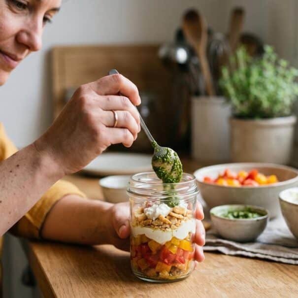 Soonnight - La recette de verrine de tiramisu salé tomate et pesto qui va épater tous vos invités ce week-end