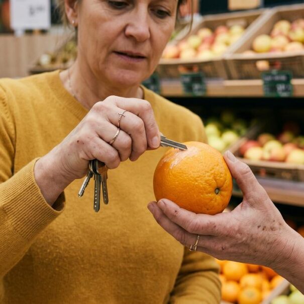 Soonnight - Au supermarché, ce geste discret avec vos clés révèle ce que cachent vraiment les fruits trop brillants