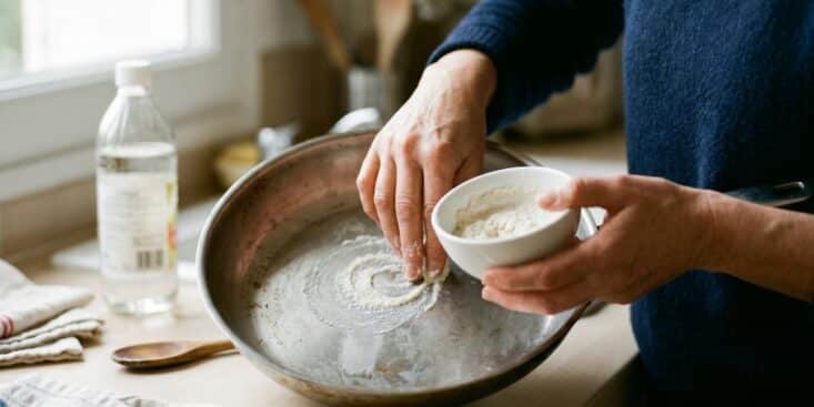 Soonnight - Je frottais ma poêle en inox ternie depuis des mois sans résultat : cette pâte 3 ingrédients a tout changé