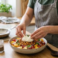 Soonnight - Cette salade d'été burrata et pois chiches au cumin grillé bluffe tout le monde et coûte presque rien