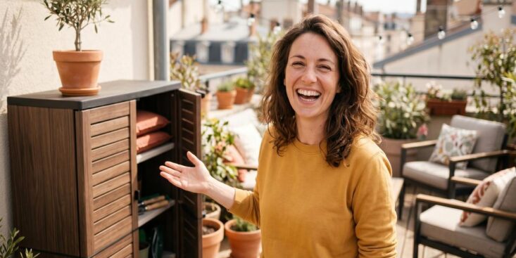 Soonnight - Fini le meuble de jardin caché derrière la haie : ce rangement effet bois assume d'être vu sur votre terrasse