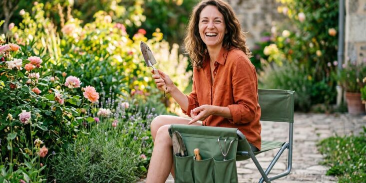 Soonnight - Fini de jardiner à genoux dans la boue : ce tabouret Stokomani à 11 € cache aussi 5 outils et un rangement malin