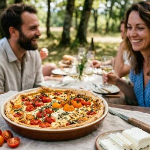 SoonNight - J'ai gardé mes tomates cerises en grappe entières dans cette tarte à la feta, la recette d'été qui bluffe à tous les pique-niques