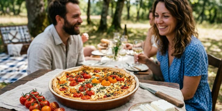 SoonNight - J'ai gardé mes tomates cerises en grappe entières dans cette tarte à la feta, la recette d'été qui bluffe à tous les pique-niques