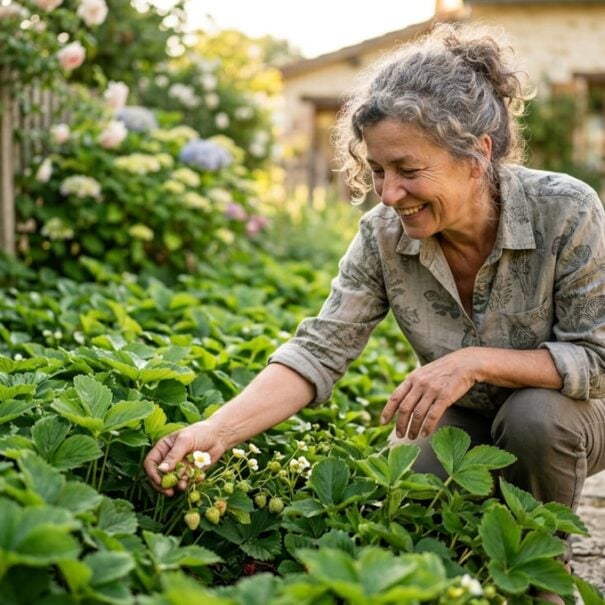 SoonNight - Ces fraisiers plantés en bordure de massif remplacent le paillage et coupent l'arrosage dès juillet