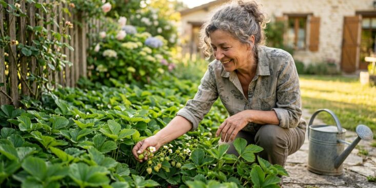 SoonNight - Ces fraisiers plantés en bordure de massif remplacent le paillage et coupent l'arrosage dès juillet