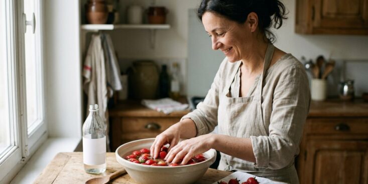 SoonNight - Cette astuce de grand-mère à base de vinaigre blanc élimine une partie des pesticides sur les fraises en 5 minutes