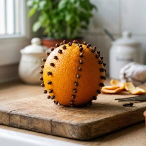 SoonNight - Cet agrume pique de clous de girofle chasse les moucherons de la cuisine en quelques heures, et il decore le plan de travail