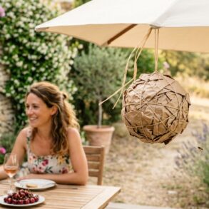 SoonNight - Cette boule en papier kraft suspendue au parasol fait fuir les guêpes tout l'été sans le moindre insecticide