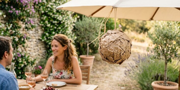 SoonNight - Cette boule en papier kraft suspendue au parasol fait fuir les guêpes tout l'été sans le moindre insecticide