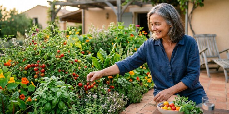 SoonNight - Ce massif gourmand imaginé par les paysagistes remplace le potager et se picore depuis la terrasse tout l'été
