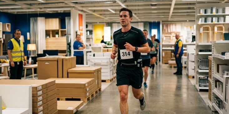 SoonNight - Ils vont courir un marathon de 42,195 km entièrement à l'intérieur d'un magasin IKEA, en 17 tours de rayons