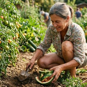 SoonNight - Elle enterre ses écorces de pastèque au pied des tomates et son potager traverse la canicule sans broncher