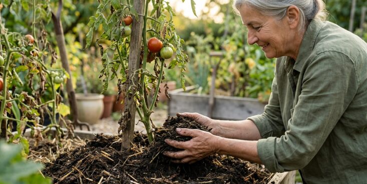 SoonNight - Ce buttage au compost frais sur les pieds fatigués prolonge les récoltes jusqu'à l'automne