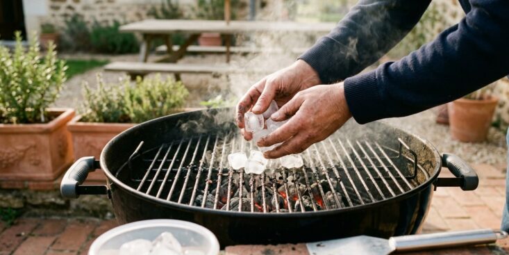 SoonNight - Des glaçons sur le barbecue encore chaud : l'astuce qui décolle tout sans frotter