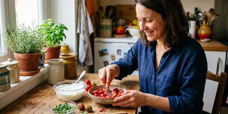 SoonNight - Laurent Mariotte glisse 2 ingrédients du frigo dans sa recette de fraises sans sucre