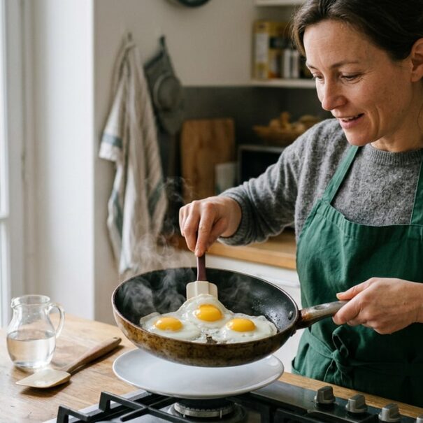 SoonNight - Ce geste tout bête donne des œufs au plat parfaits sans beurre ni huile