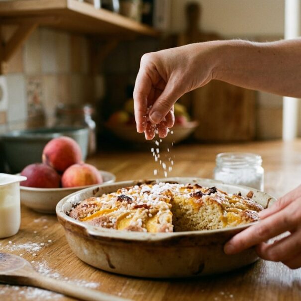 SoonNight - Ce gâteau au yaourt aux pêches devient irrésistible grâce à un détail tout simple