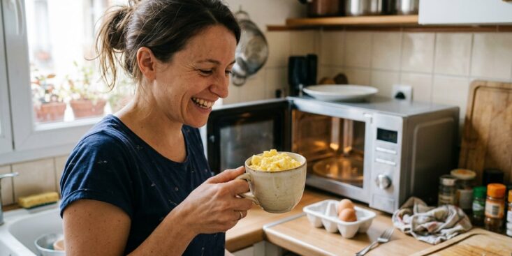 SoonNight - Deux œufs, un mug et 2 minutes au micro-ondes pour un œuf plus moelleux qu'à la poêle