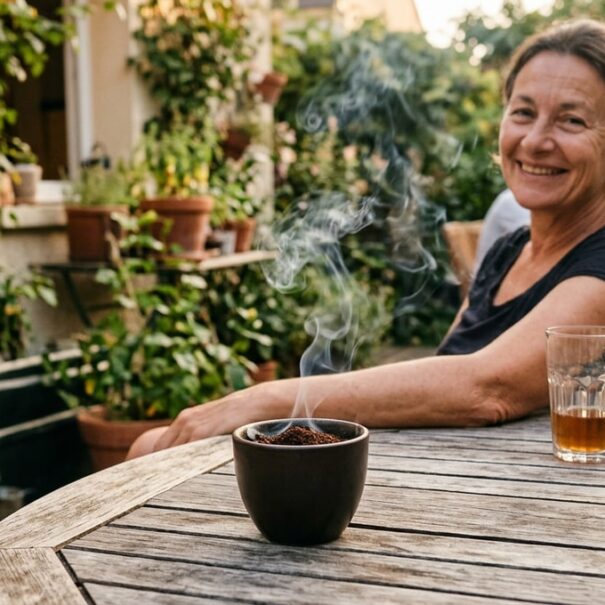 SoonNight - Ce marc de café brûlé en coupelle fait fuir les moustiques tigres de la terrasse