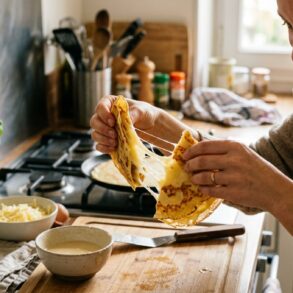 SoonNight - Cette recette facile de crêpes moelleuses au fromage fondu se prépare en 30 minutes