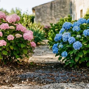 SoonNight - Cet hortensia rose devient bleu quelques mètres plus loin, la faute à ce détail du sol