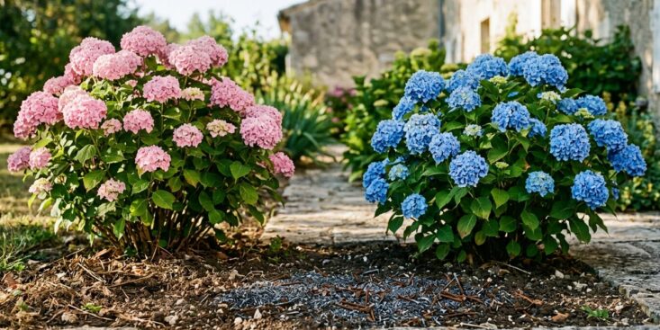 SoonNight - Cet hortensia rose devient bleu quelques mètres plus loin, la faute à ce détail du sol