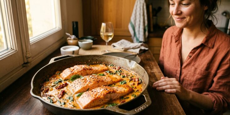 SoonNight - Ce saumon Marry Me à la sauce crémeuse aux tomates séchées se cuisine en une poêle
