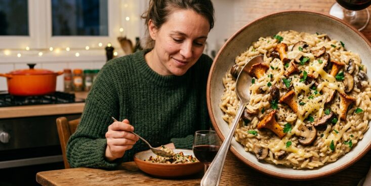 SoonNight - Cet orzotto champignons-comté, la recette facile qui pardonne tout aux soirs frais