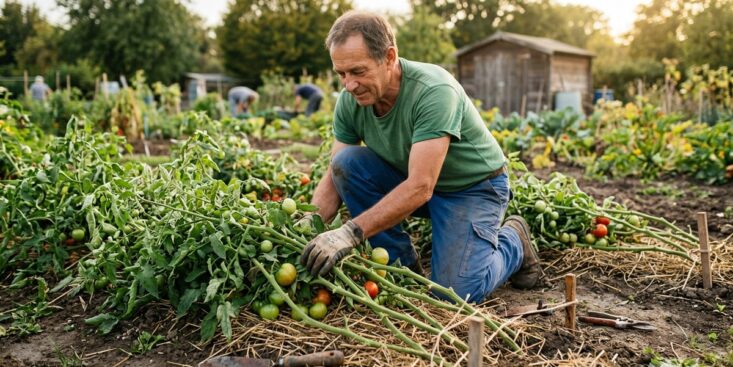 SoonNight - Ils couchent leurs plants de tomates au sol en septembre : l'astuce de jardinier qui bluffe